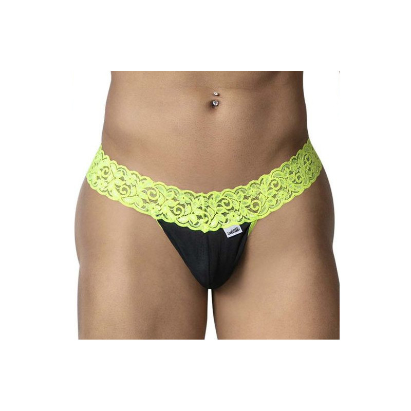 CandyMan String en dentelle Beltis Noir-Jaune